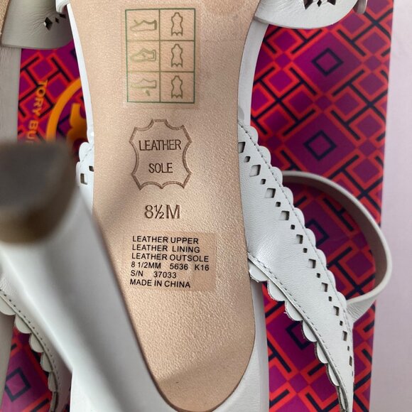Womens Tory‎ Burch Perforated Marguerite Slingback Nappa Leather Shoes 8.5 Ivory - Picture 8 of 11